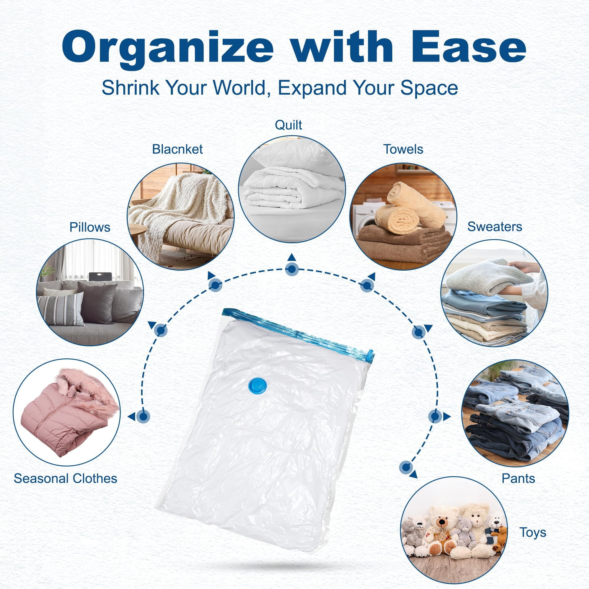 Cozymood 30 Pack Vacuum Storage Bags with Electric Pump, Space Saver Compression Bags for Bedding, Comforters & Clothes, Reusable Vacuum Sealer Bags for Home Organization & Travel