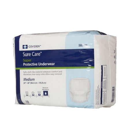 Kendall Adult Diaper - Kendall SureCare Adult Protective Underwear Medium, 4 Green Strands Band, 34'' to 46'' Waist 8 Pack