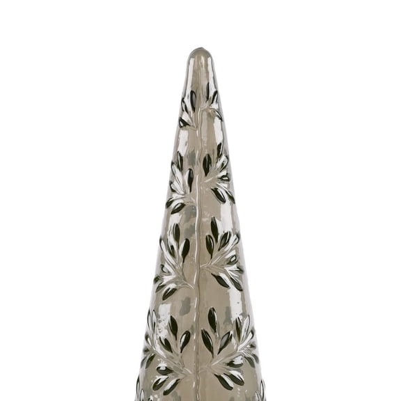 Glass Embossed Leaf Pattern Tree Christmas Decoration, Green, 14.5", by Holiday Time