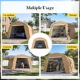 thumbnail image 5 of FOROUTIA 13x20x9ft Heavy-Duty Round Roof Carport, Khaki PE Fabric Portable Garage Shelter, All-Weather Storage Tent for Car/Truck/Boat/Lawn Equipment, Outdoor Canopy with Ratchet Tension System, 5 of 7
