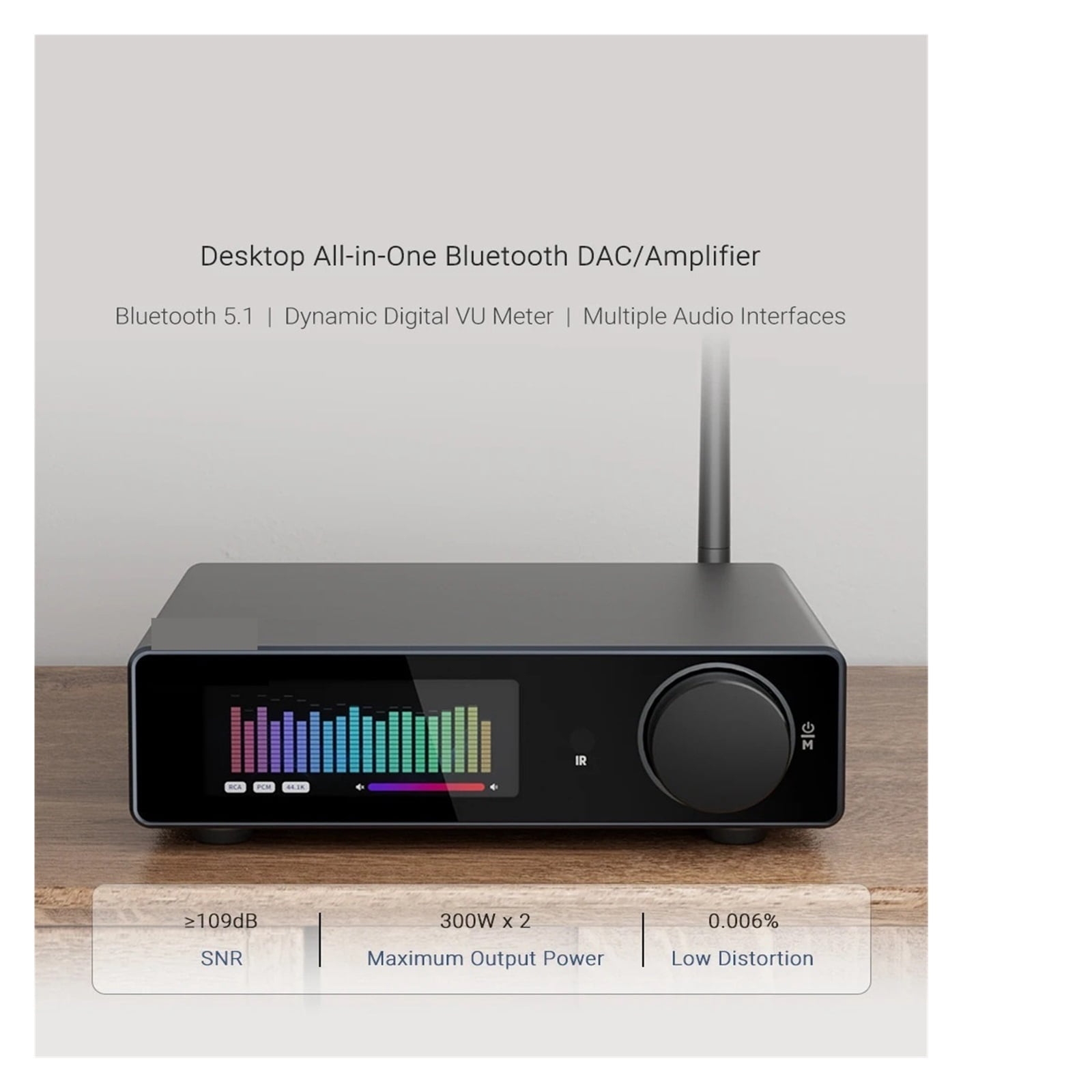 Bluetooth Stereo Power Amplifier 300Wx2 Class D 2.0 Digital Amp with RCA TRS OPT COA USB Input ,Bass & Treble Control