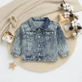 thumbnail image 2 of LIIPEE Girls Boys Jean Jacket Retro Long Sleeve Turndown Collar Button Denim Jackets Handsome School Coat,Blue,2-3 Years, 2 of 9