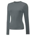 thumbnail image 2 of Womens Shirts Long Sleeve Crew Neck Ruched Stretch Basic Fitted Tee Shirts Tops, 2 of 5