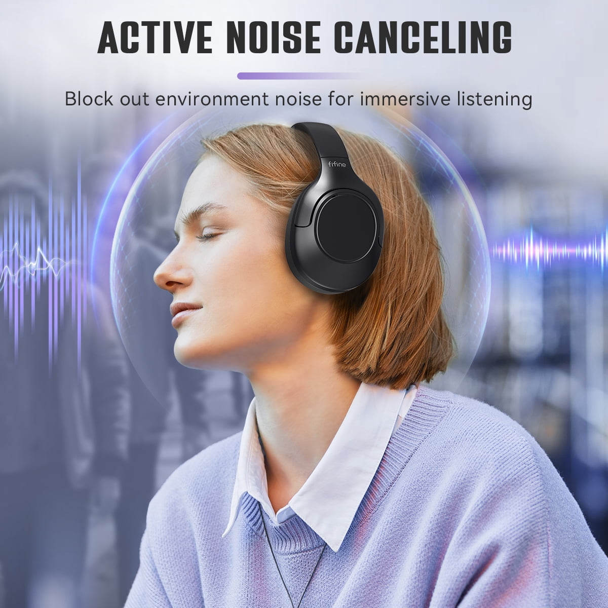FIFINE X3 Wireless Over-Ear Headphones for iPhone/Mac, Bluetooth Headphones with ANC Noise Cancelling, Transparency Mode, 3.5mm Jack, 65H Playtime