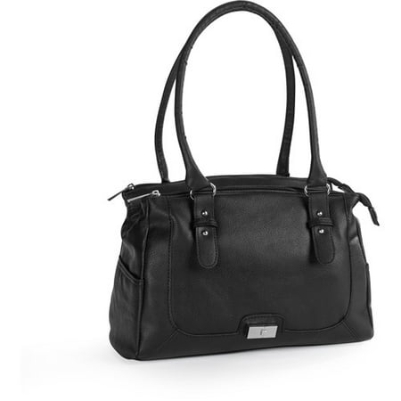 Black Pebbled vinyl satchel