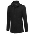 thumbnail image 1 of FashionOutfit Men's Classic Zipper & Button Closure Shoulder Boards Wool Blend Coat, 1 of 4