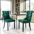 thumbnail image 2 of Nikki Collection Green Velvet Dining Chairs (Set of 2) - Modern Tufted Wood Chairs with Nailhead Trim, Solid Wood Legs, for Dining Room. 25.5"W x 37.4"H., 2 of 15