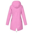 thumbnail image 3 of Otntypg Plus Size Raincoat for Women Waterproof with Hood Lightweight Packable Drawstring Elastic Waist Long Hooded Trench Coats Full Zip up Windbreaker Travel Jacket Hot Pink XXXL, 3 of 5