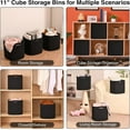 thumbnail image 2 of 11 Inch Cube Storage Bins, 11x11 Cube Storage Bins for Cube Organizer, Square Cloth Storage Cubes, Black Woven Storage Baskets for Shelves, Toy Baskets Storage Kids, Black (Pack of 3), 2 of 10
