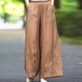 thumbnail image 5 of Delayuji Women's Linen Pant Embroidered Summer Loose Elastic Waist Casual Baggy Pants Wide Leg Pants Plus Size M-4XL, 5 of 6