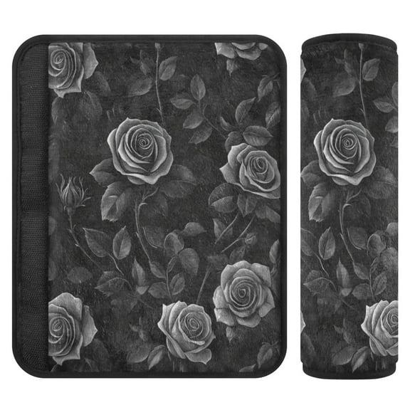 Qxltty Black Rose Car Seat Strap Pads are Soft and Snug Fitting for All Cars Backpacks Pushchair