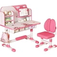 thumbnail image 2 of Floseru 【US Shipped】 Height Adjustable Kids Desk and Chair Set, Children Study Desk with Chair, Children Learning Desk and Chair Set with Spacious Storage Drawer for Boys Girls, 2 of 8