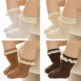 thumbnail image 7 of 5 Pack Toddler Girls Ruffle Socks Eyelet Lace Trim Cotton Frilly Princess Dress Mesh Ankle Socks for 0-3T Infant, 7 of 7