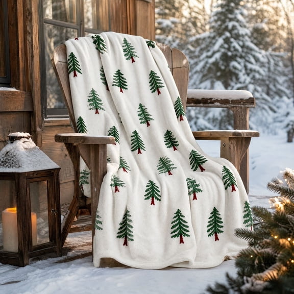 Ouuluon Christmas Print Throw Blanket, 28x39 inch Soft Cozy Warm Blanket for Sofa Couch Bed Farmhouse Winter Home