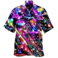 thumbnail image 1 of Men's Hawaiian Shirt One Button Shirt Cartoon Musical Instrument Pattern Oversize 3d Printing Loose Short Sleeve Beach Tops, 1 of 5