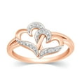 thumbnail image 2 of CARATS FOR YOU 14K Rose Gold Double Heart Promise Ring with Round Natural Diamond (0.05 cttw, I-J Color, I2-I3 Clarity), Ring Size-7, 2 of 5