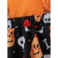 thumbnail image 5 of Cenuakty Baby Girls Halloween Romper Dress Long Sleeve Pumpkin Ghost Skull Print Romper with Bow Headband, 5 of 9