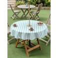 thumbnail image 4 of Outdoor Tablecloths with Umbrella Hole & Zipper, Thin Aqua Striped Round Tablecloths 60 Inch, Farmhouse Modern Stripes Waterproof Table Cloth, Patio/Pool/Picnic Table Covers, 4 of 8