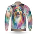 thumbnail image 2 of Hippie Shetland Sheepdog Portrait Watercolor Tie-Dye Vintage Styles All Over Print 3D Baseball Jacket Sheltie Dog Lover Gifts Bomber Jacket Softball - 00014, 2 of 6