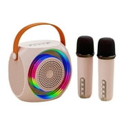 Moyic Mini Karaoke Machine for Kids, Portable Bluetooth Karaoke Speaker with 2 Wilreless Microphones, Pink