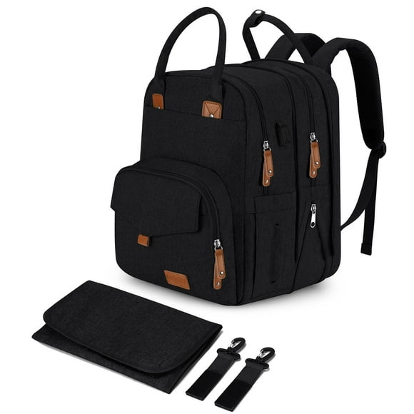 Qualyphant Bolsa de pañales extra grande para 2 niños - Mochila expandible de 35 L con 4 bolsillos aislados y para computadora portátil de 16 pulgadas y 2 compartimentos - Mochilas grandes para bebés
