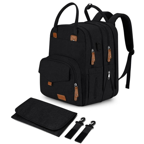 Qualyphant Bolsa de pañales extra grande para 2 niños - Mochila expandible de 35 L con 4 bolsillos aislados y para computadora portátil de 16 pulgadas y 2 compartimentos - Mochilas grandes para bebés
