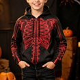 thumbnail image 2 of RUTAYY Boys Zip Up Hoodie Long Sleeve Skeleton Full Print Halloween Front Pocket Hooded Jacket Red, 2 of 4