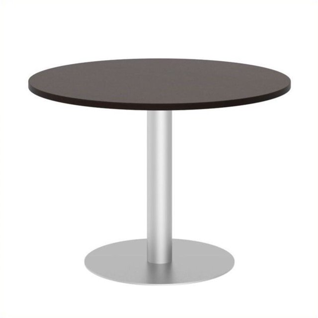 Bush Business Furniture Round Conference Table with Metal Disc Base in Cherry