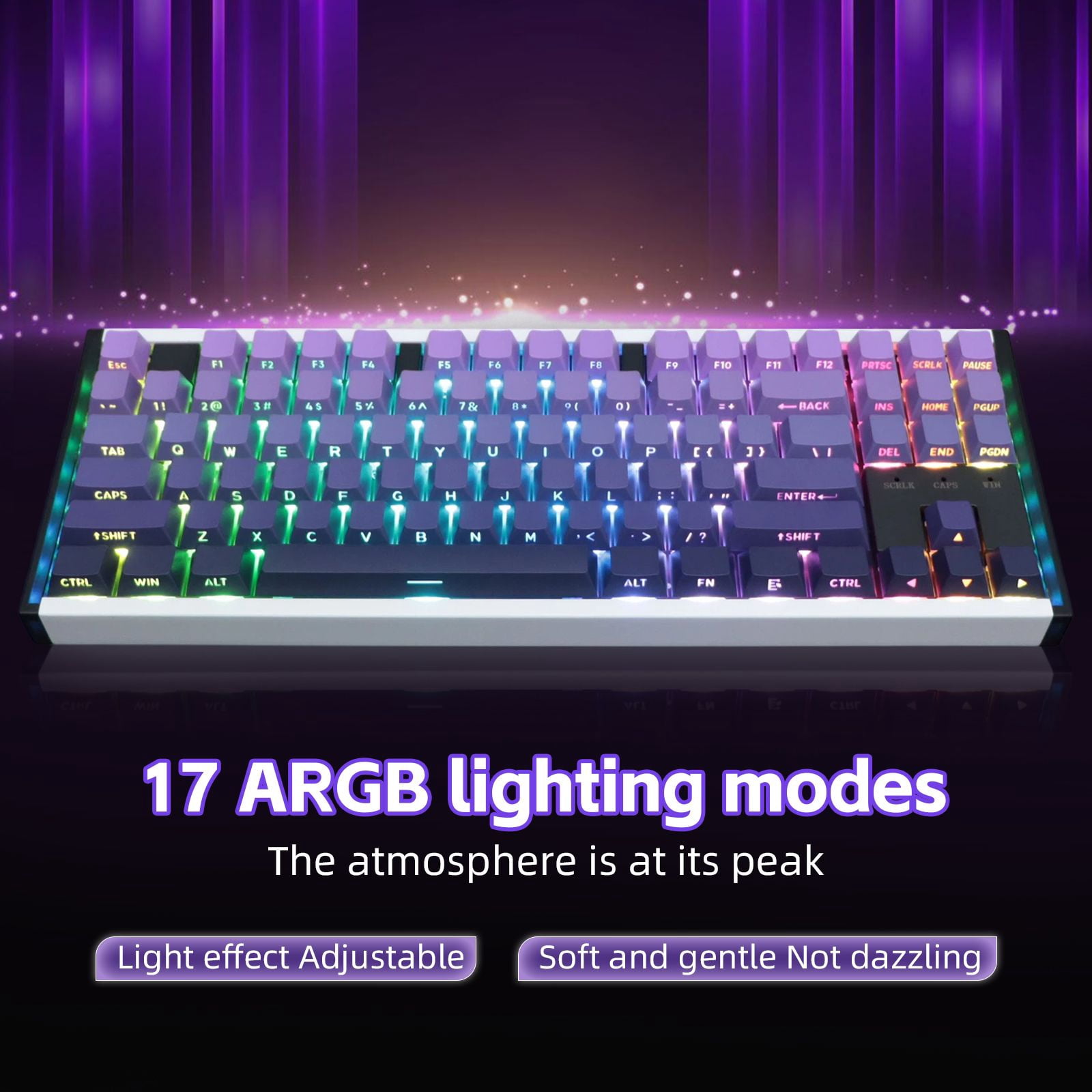 87 Keys Aluminum Mechanical Gaming Keyboard, 0.005 Precision 0.001 Low Latency, 5-Side Dye-Sub Keycaps, 17 ARGB Modes Support Win Mac VIA Customization