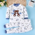thumbnail image 4 of Cethrio Boys Cotton Pajama Sets, Long Sleeve Crewneck 2 PC Graphic Boys' Sleepwear Light Blue Size 6-12 Months, 4 of 4