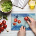 thumbnail image 4 of Lighthouse Cutting Board, Nostalgic Watercolors Gull Anchor Tower Nautical Theme, Decorative Tempered Glass Cutting and Serving Board, Small Size, Blue and White, by Ambesonne, 4 of 5