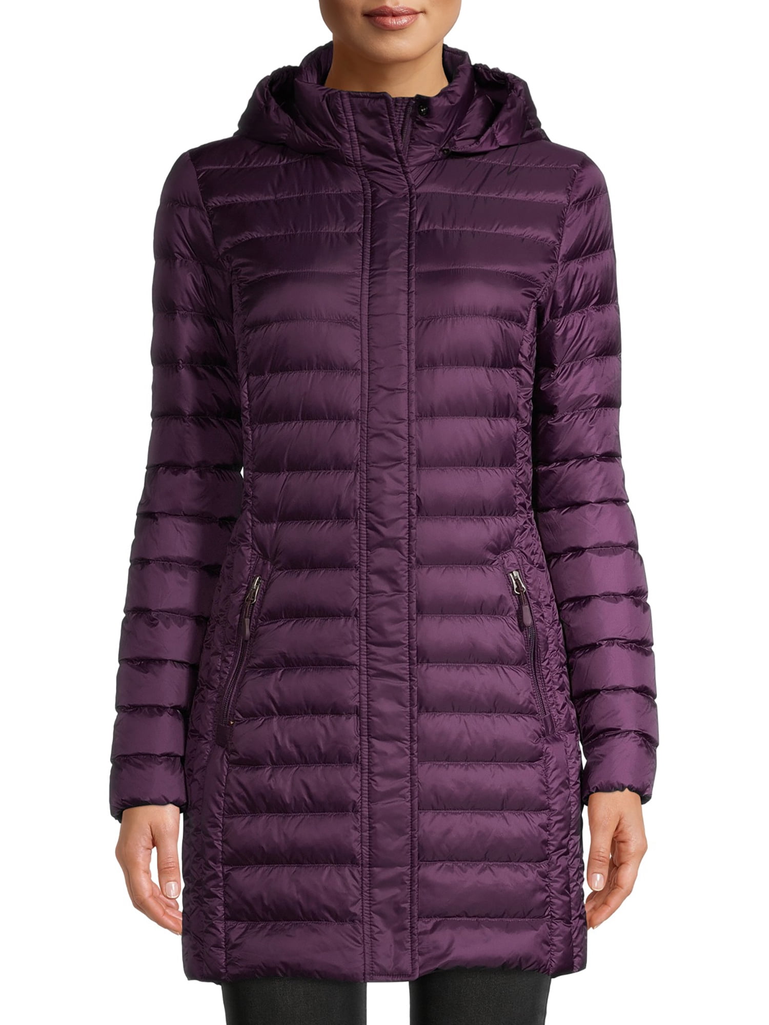 360 air women's packable long down jacket with detachable hood