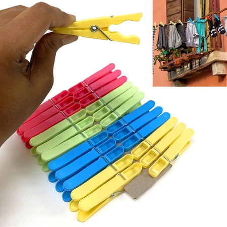 24 Heavy Duty Plastic Clothes Pins Color Clothespins Laundry Clips Hang Clothing