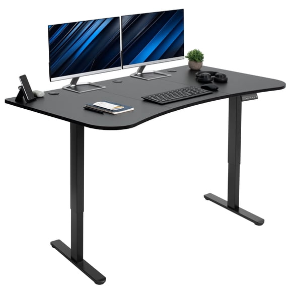VIVO Electric 63” x 32” Stand Up Desk, Black Table Top, Black Frame