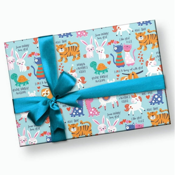 Animal Themed Valentine's Day Gift Wrap
