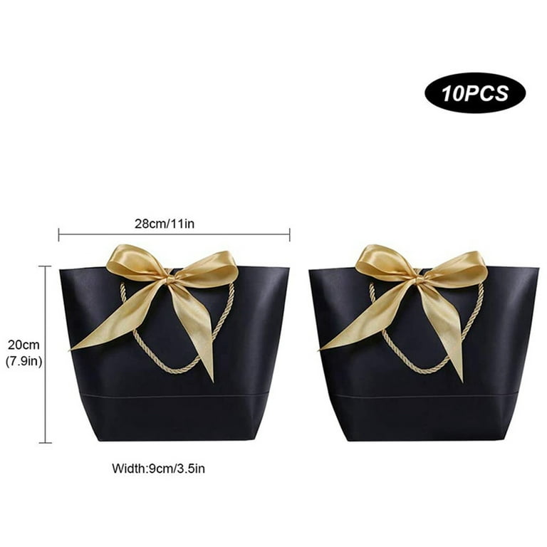 30 Black & Gold Birthday Party Gift Bags With Satin Ribbon Handles