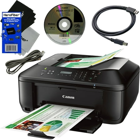 Canon Wireless All-in-One Inkjet PIXMA Printer with built-in AUTO Duplex Printing, Copier, Scanner, Fax, Google Cloud Print & AirPrint + USB Printer Cable + 2 HeroFiber Ultra Gentle Cleaning