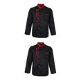 thumbnail image 1 of Wosthever Long Sleeves Chef Jacket Coat Hotel   Waiters Uniform Kitchen Tops Negro 2XL 2piezas, 1 of 6