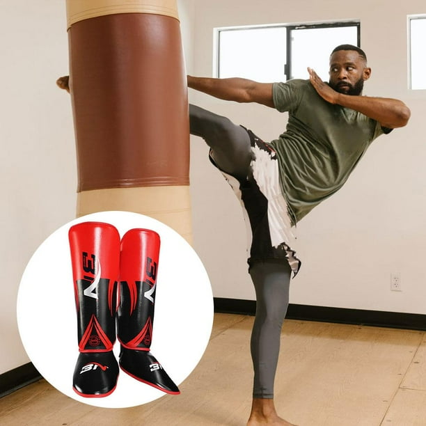 Espinilleras Muay Thai Artes marciales Pierna protectora Mma Kickboxing Kung rojo m shamjiam Espinilleras MMA
