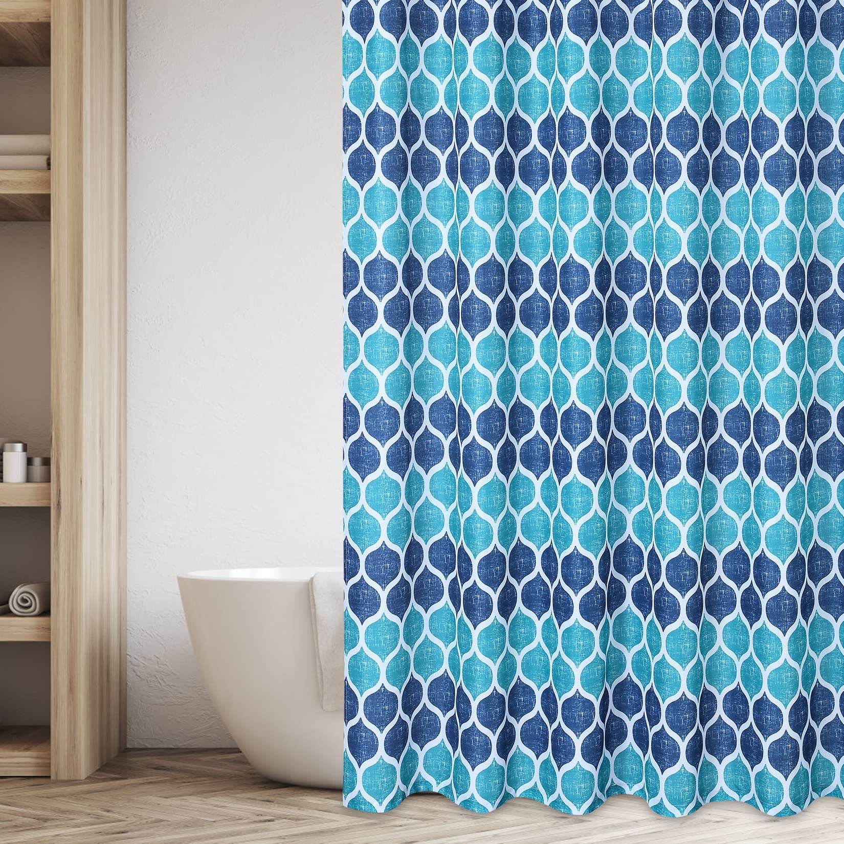 Kitsin Geometric Pattern Shower Curtain, Extra Long Hotel Luxury