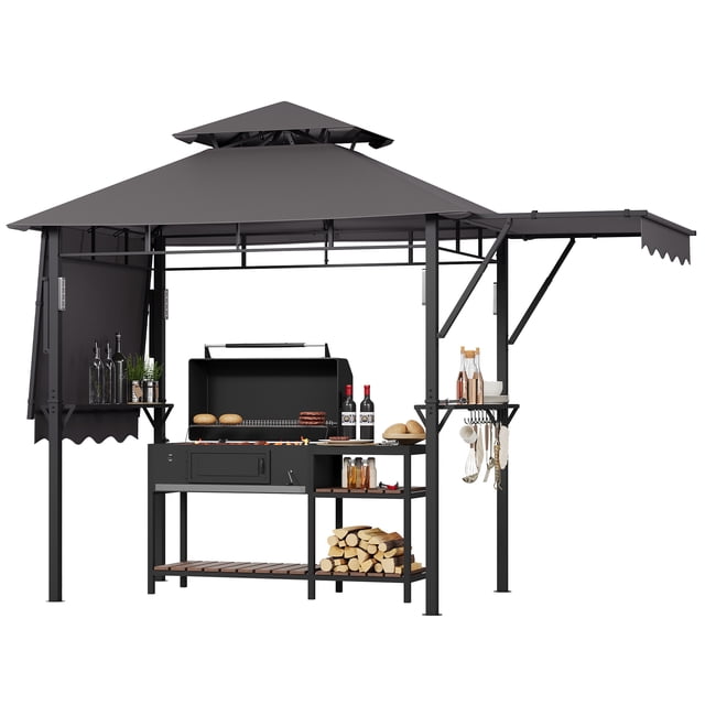 Abri de Toit Durable pour Patio Extérieur – Gazebo de Gril Extérieur pour Barbecue dans la Cour et Réceptions, Résistant aux Intempéries, Assemblage Facile, Gris