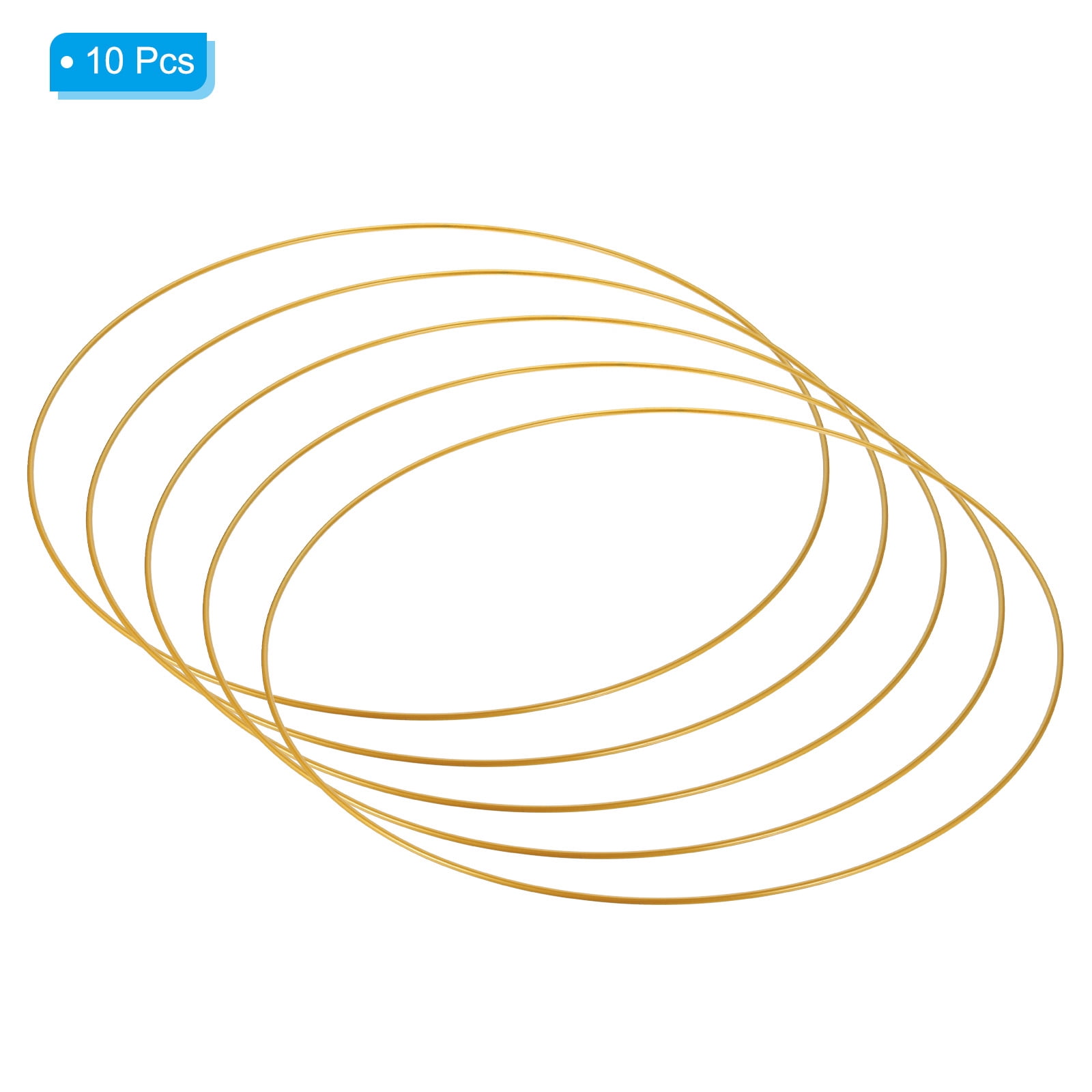 12 Inch Round Metal Floral Hoop, Gold Wreath Macrame Frame for Wedding Geometric Decor, Gold Tone 10 Pcs