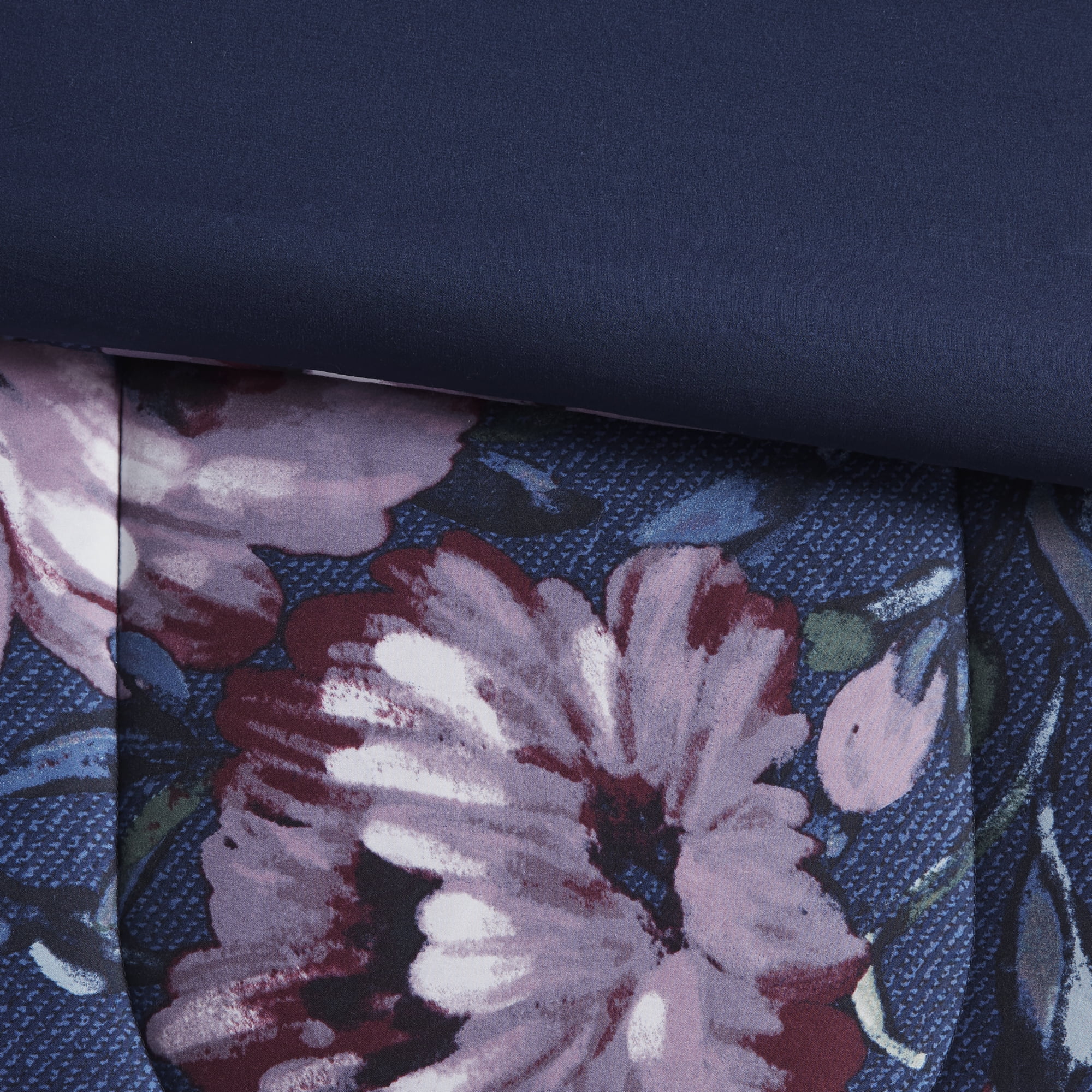 Mainstays 10 Piece Navy Floral Bed in a Bag Comforter Set with Sheets, King