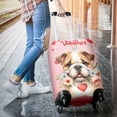 thumbnail image 3 of Happy Valentine's Day Bulldog holding flowers Travel Luggage Cover Dog Lover Gifts Idea Suitcase Dust Protective Decor - 3005, 3 of 5