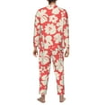 thumbnail image 5 of Kll Beige Flowers Sleepwear Mens Flannel Pajamas,Long Cotton Pj Set, 5 of 9