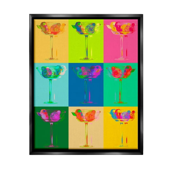 Stupell Industries Vivid Cocktail Abstraction Food & Beverage Painting Black Floater Framed Canvas Art Print Wall Art, 17 x 21