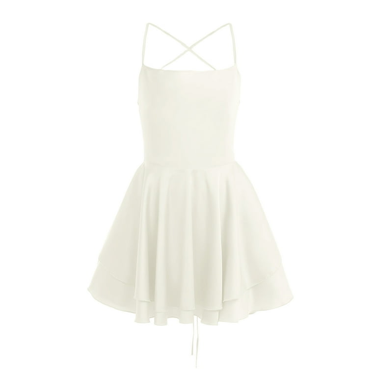 Women Satin Backless Mini Romper Dress With Shorts Spaghetti Strap