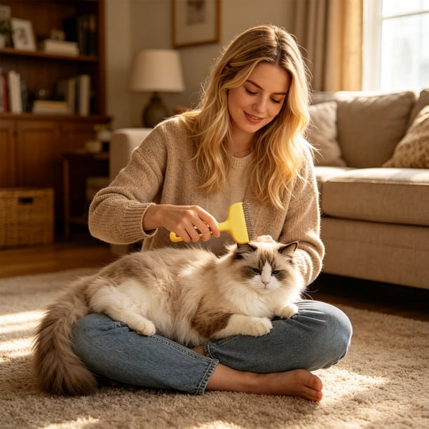 Peine Desenredante para Perros y Gatos: Cepillo para Eliminar El Pelo Muerto y Nudos Sueltos, Así Como El Pelaje de Razas de Pelo Largo o Corto. Rastrillo Ergonómico para El Aseo.