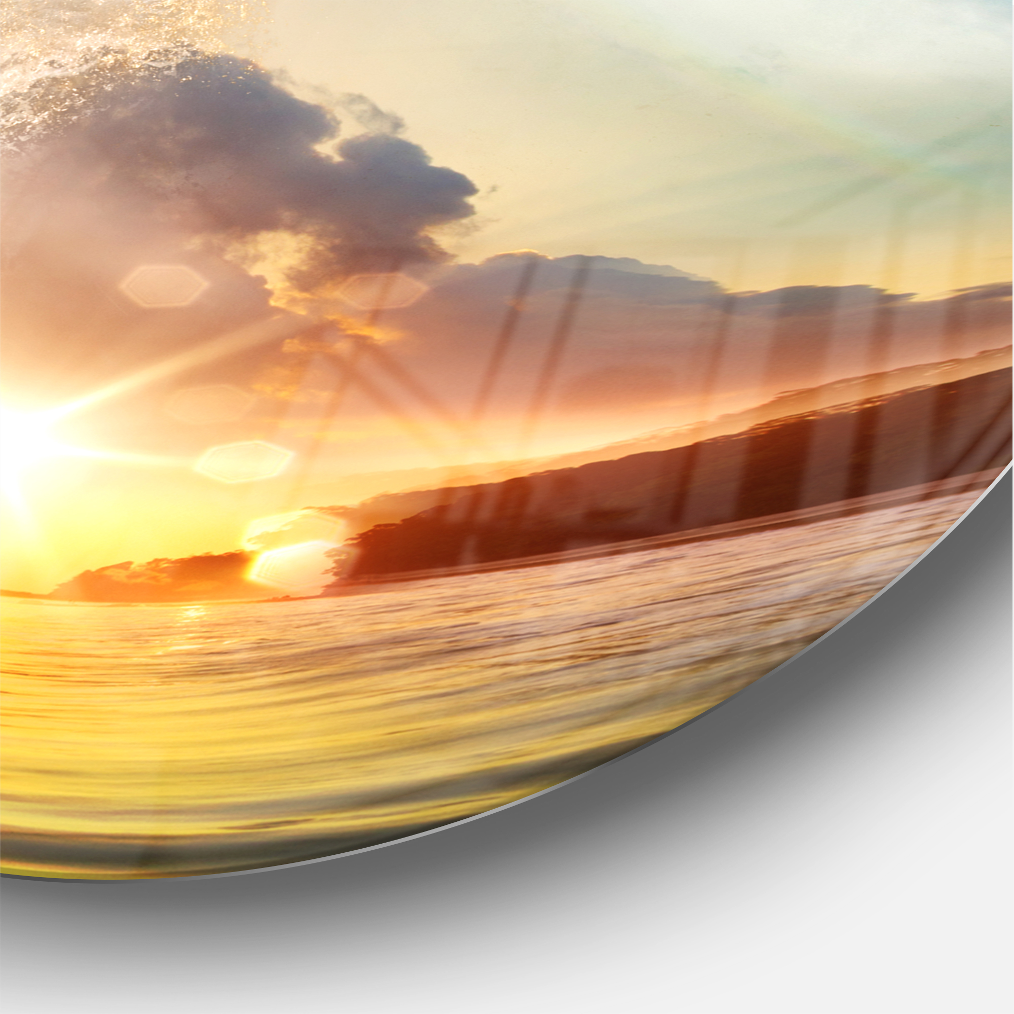 Designart 'Colored Ocean Waves Falling Down V' Coastal Wall Clock