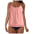 thumbnail image 3 of adviicd Tankini Swim Tops Women's Tankini Sets Two Piece Bathing Suits Tummy Control Square Neck Adjustable Straps Ruched Ribbed(Light Pink,M), 3 of 7
